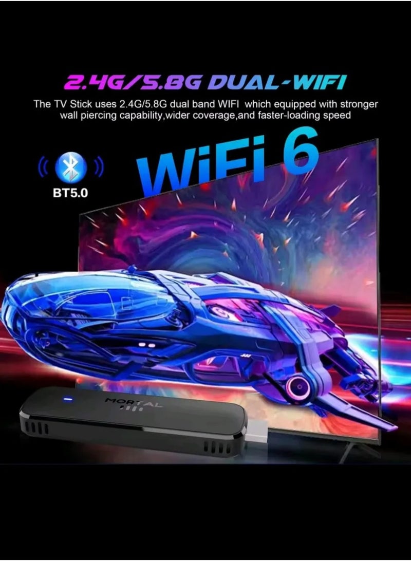 MORTAL Smart Android TV Stick 4K UHD Streaming Device with Voice Remote, Android 14 OS, Allwinner H313 Chip, 16GB Storage, Portable HDMI Media Player in Black - Image 5